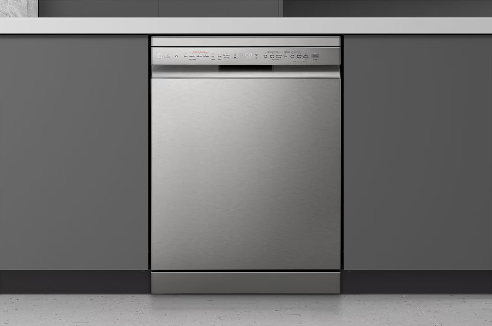 DFC532FPE-غسالة أطباق إل جي 14 فرد 10 برامج غسيل رباعى بالبخار سيلفر انفرتر