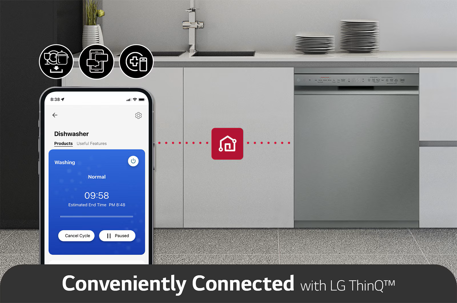 DFC532FPE-غسالة أطباق إل جي 14 فرد 10 برامج غسيل رباعى بالبخار سيلفر انفرتر - الصورة 8