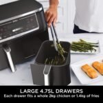 مقلاة هوائية ثنائية من فودي [F451UK ] بدرجين و6 وظائف طهي نينجا ، 9.5 ليتر اسود 2400 وات - Image 5