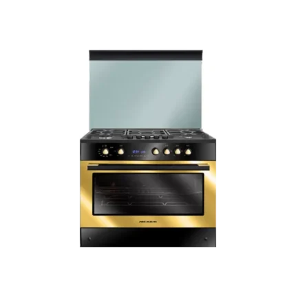بريميم بوتاجاز غاز 5 شعلة 60*90 بمروحة امان كامل لون اسود PRM6090EB