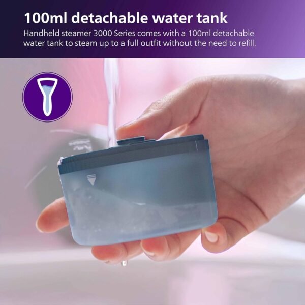 ⁦مكواة بخار فيليبس محمولة باليد STH3000/20  - صغيرة الحجم وقابلة للطي، للكي بشكل عمودي مريح، تسخين سريع 1000 واط، حتى 20 جرام/دقيقة، تقتل 99.9% * البكتيريا (ازرق رينو)⁩ - الصورة ⁦7⁩