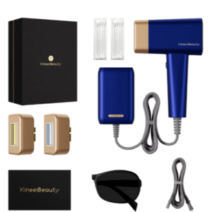 KINSEIBEAUTY جهاز إزالة الشعر بالليزر المنزلي الأزرق KinseiBeautyT16 [HR*1 عدسة]
