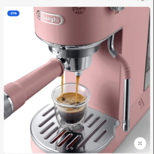 ديلونجي ماكينة تحضير قهوة باريستا ديو من ديديكا مع مضخة واسبرسو ومشروب بارد – ماكينة يدوية مع قضيب بخار لاتيه ارت – شاشة لمس- 1450 واط – بيينك – EC890.PK