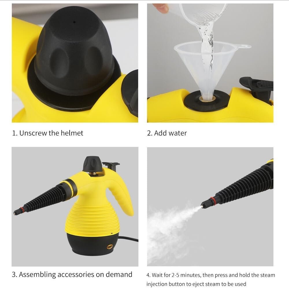 منظف بخار محمول 15 في 1 1200 واط - ضغط بخار درجة حرارة 120 درجة مئوية - بخار قوي للتنظيف العميق والتعقيم-DX2911 - الصورة 3