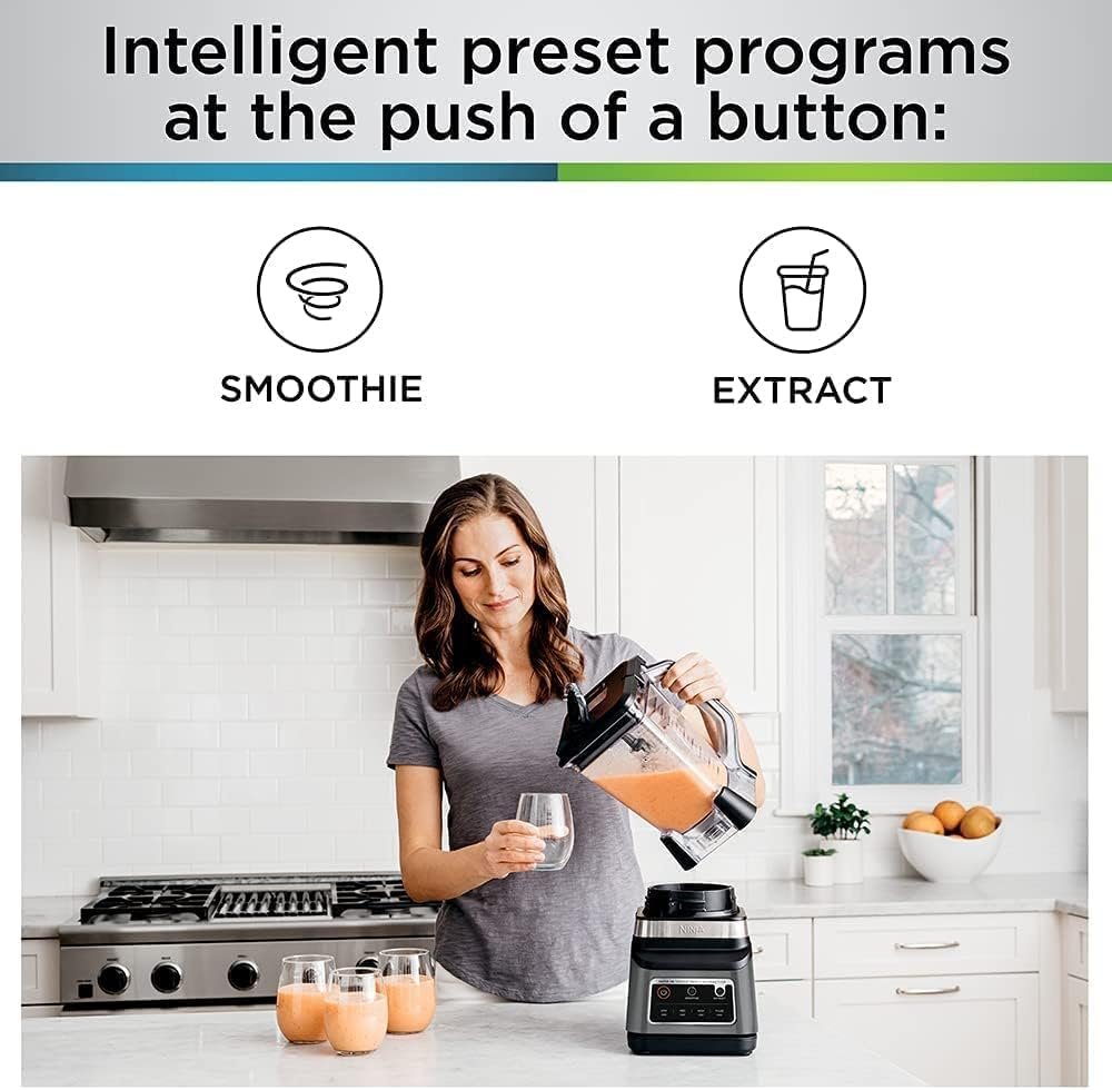 خلاط احترافي 2 في 1، برامج مزج بلمسة واحدة، 1200 وات من نينجا أسود / رمادي، BN750ME - الصورة 5
