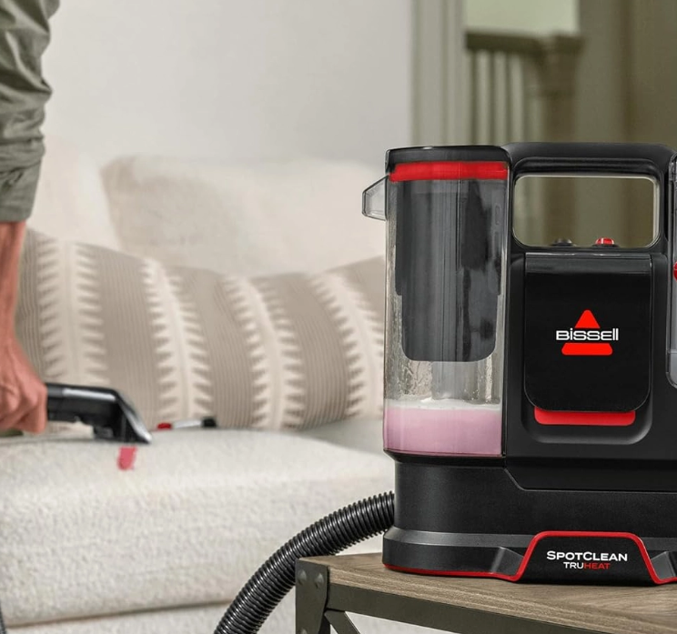 مكنسة غسيل السجاد والمفروشات Bissell SpotClean TruHeat – قدرة 1125 واط – 0.9 لتر – أسود/أحمر – 3924K - الصورة 3