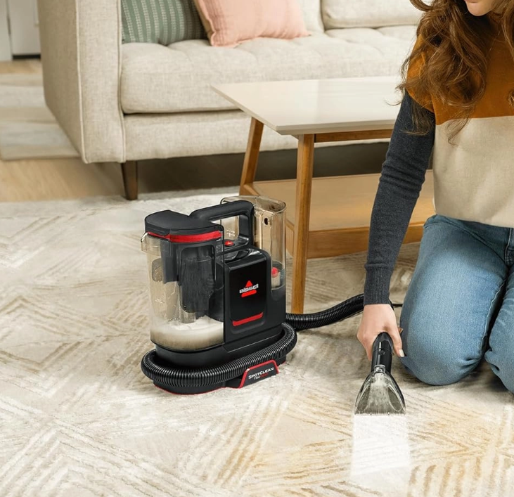 مكنسة غسيل السجاد والمفروشات Bissell SpotClean TruHeat – قدرة 1125 واط – 0.9 لتر – أسود/أحمر – 3924K - الصورة 4