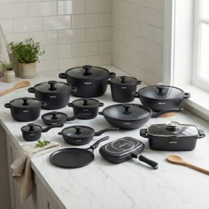 Arshia 25 PCs Die-Cast Aluminum Cookware Set