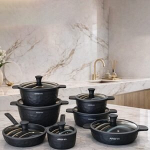 Arshia 14-piece Grey Diamond Cookware Set