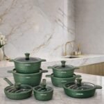 Arshia 14-piece Green Diamond Cookware Set