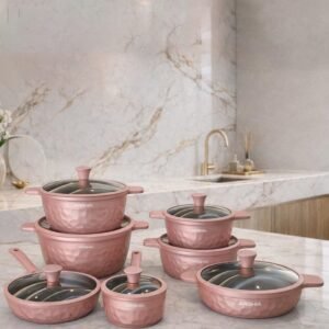 Arshia 14-piece Pink Diamond Cookware Set