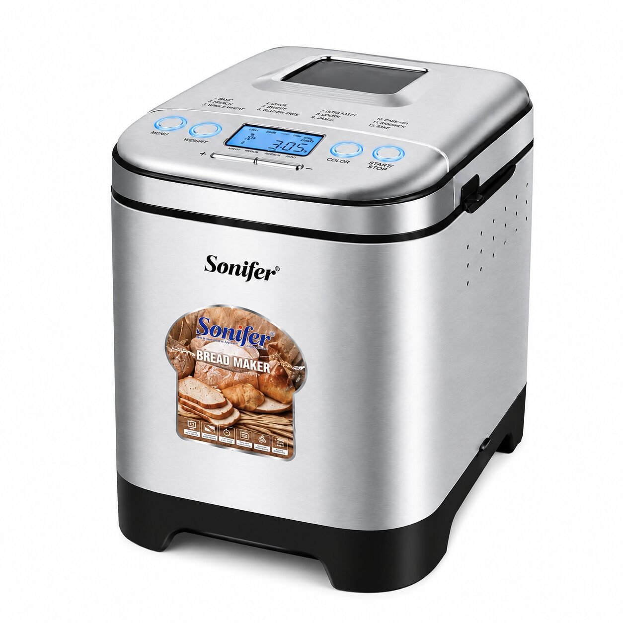e46a0c14-1c87-4be6-882e-da7887b49652 Sonifer Bread Maker SF-4060 – صانع خبز استانلس ستيل 12 برنامج - الصورة 1