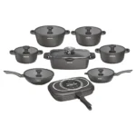 Arshia 16-Piece Die-Cast Aluminum Cookware Set – Charcoal – 3970