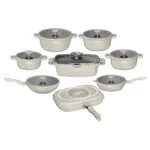 Arshia 16-Piece Die-Cast Aluminum Cookware Set – Charcoal – 3971