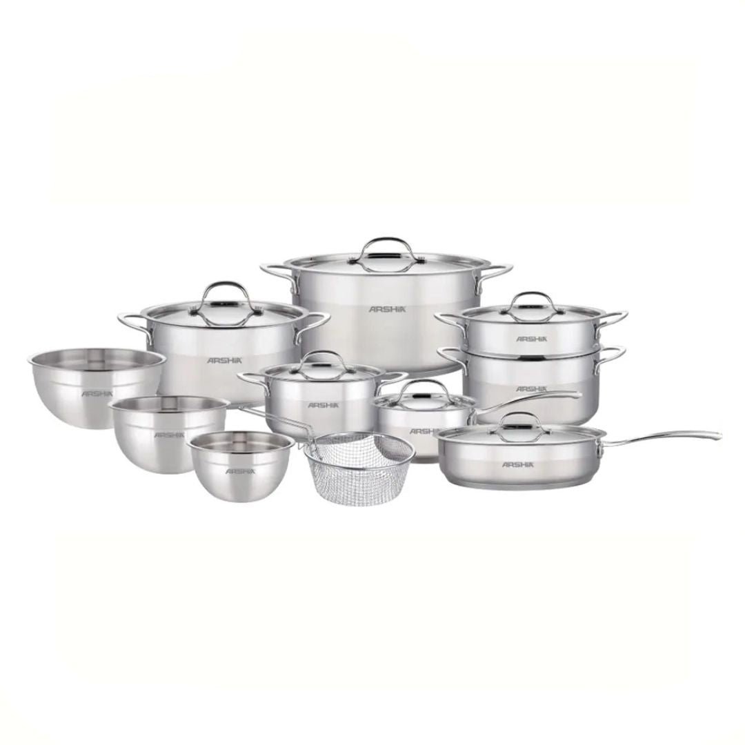 arshia-17pcs-stainless-steel-cookware-set-3642-arshia.jpg طقم أواني أرشيا ستانلس ستيل 17 قطعة – موديل 3642 - الصورة 1